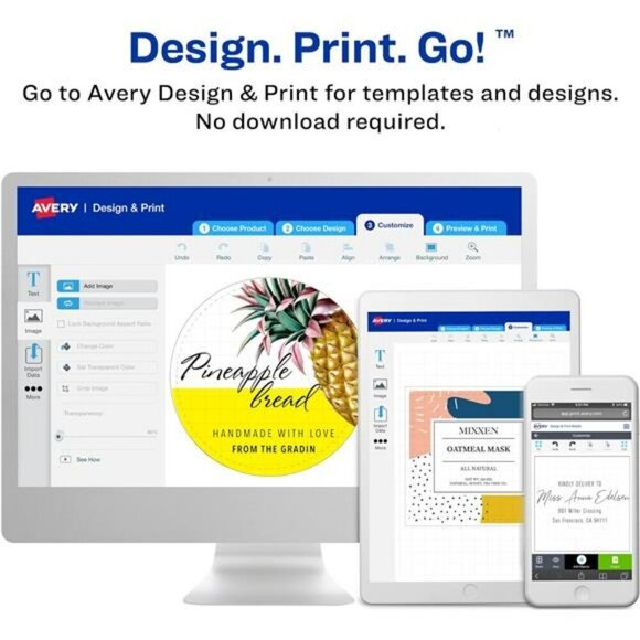 Avery Durable Waterproof Labels with Sure Feed Technology 2" x 2" Square 96 Labe - Picture 6 of 7